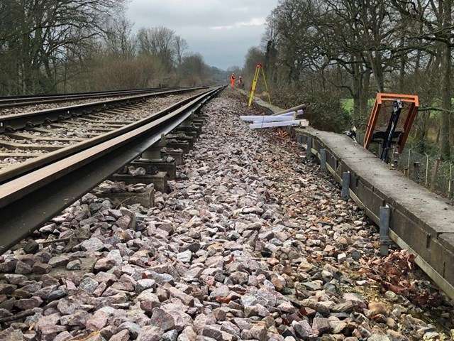 No trains on Horsham-Dorking railway until New Year as engineers start work repairing landslip: Ockley landslip - Alder Copse embankment