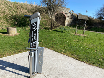 Example of a bicycle repair station.