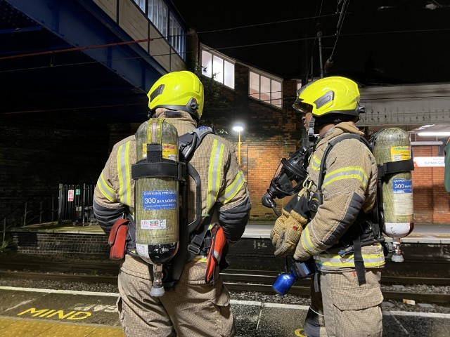 Members of West Midlands Fire Service taking part in 'Royal Oak' exercise at Sutton Coldfield station: Members of West Midlands Fire Service taking part in 'Royal Oak' exercise at Sutton Coldfield station