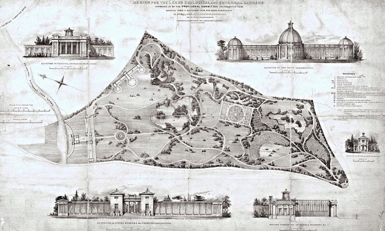 A Garden Through Time: Image showing the original plans for the Leeds Zoological and Botanical Gardens.