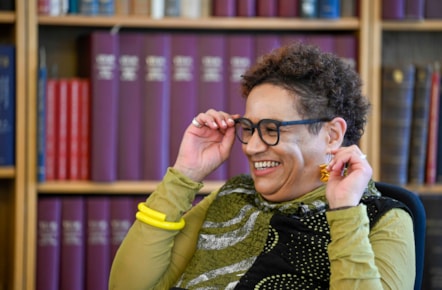 Poet and novelist Jackie Kay at the National Library of Scotland. The National Library has acquired her literary archive for the national collections. Credit: Neil Hanna