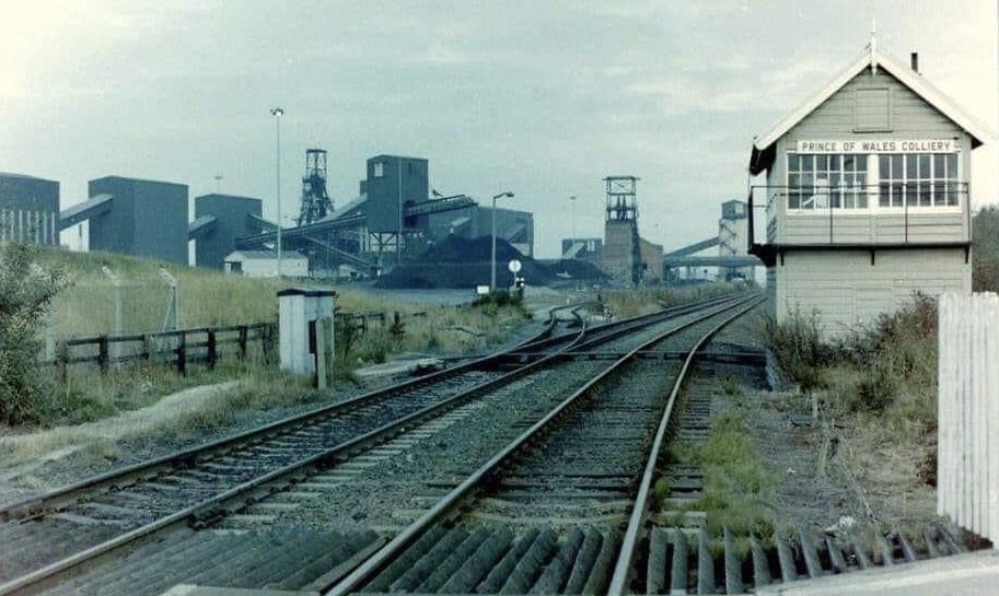 The sign in its original position on the signal box beside the Prince of Wales Colliery