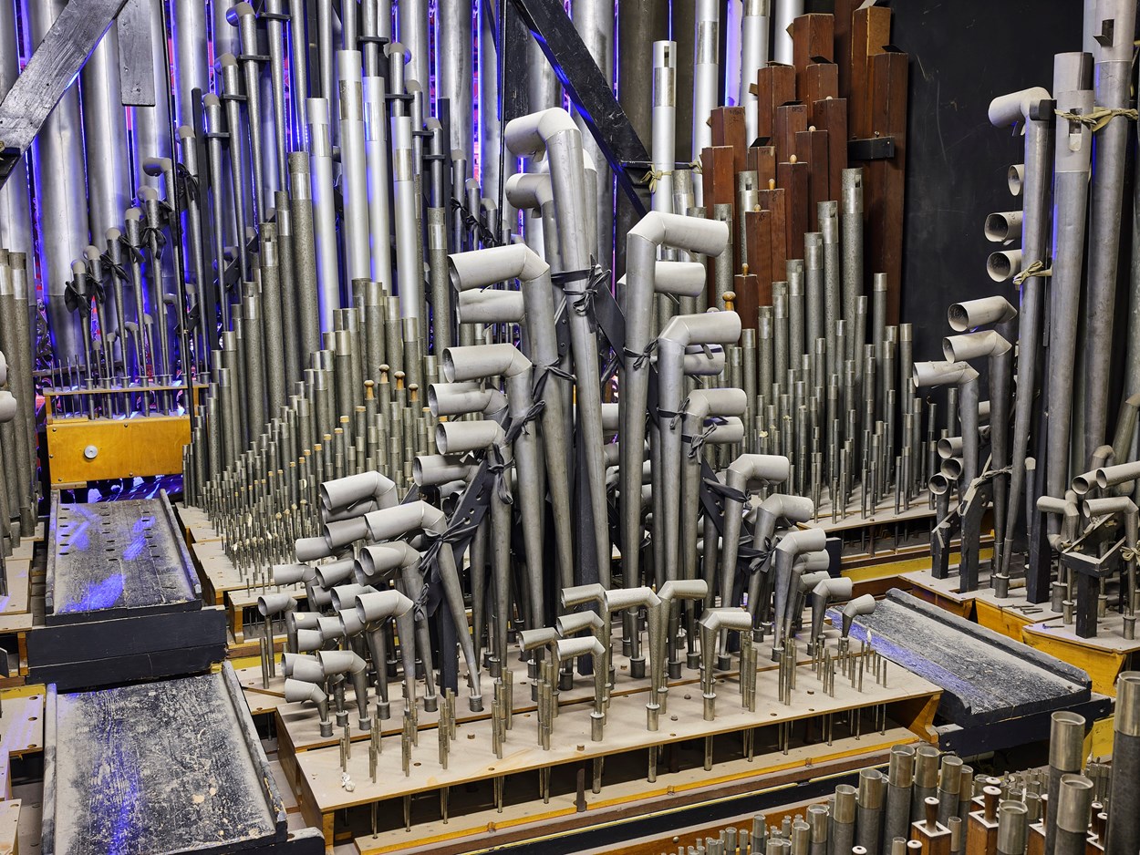 Interior of the Leeds Town Hall organ: The interior of the Leeds Town Hall organ, which is set to undergo a major refurbishment. Credit Justin Slee