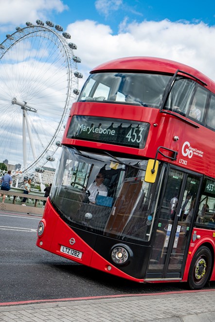 Go-Ahead London bus by London Eye (Vertical)