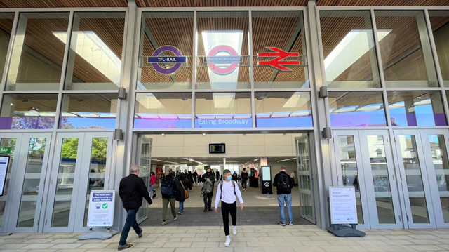 Step-free access at Ealing Broadway station as new enlarged ticket hall opens to customers: TfL Image - Ealing Broadway Station Entrance with passengers web