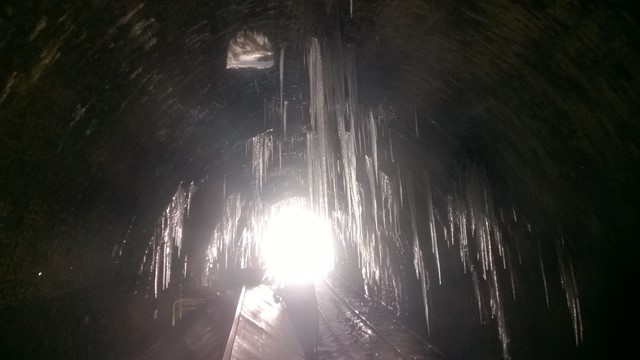 Icicles in Eaves Tunnel during Winter 2018