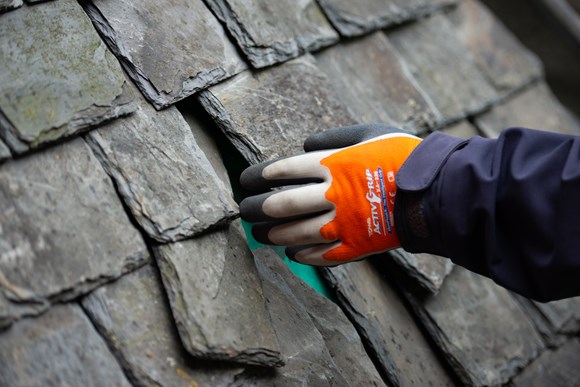 HES launch new heritage professional learning programme at the Engine Shed: Demonstration of maintenance of a traditional slate roof