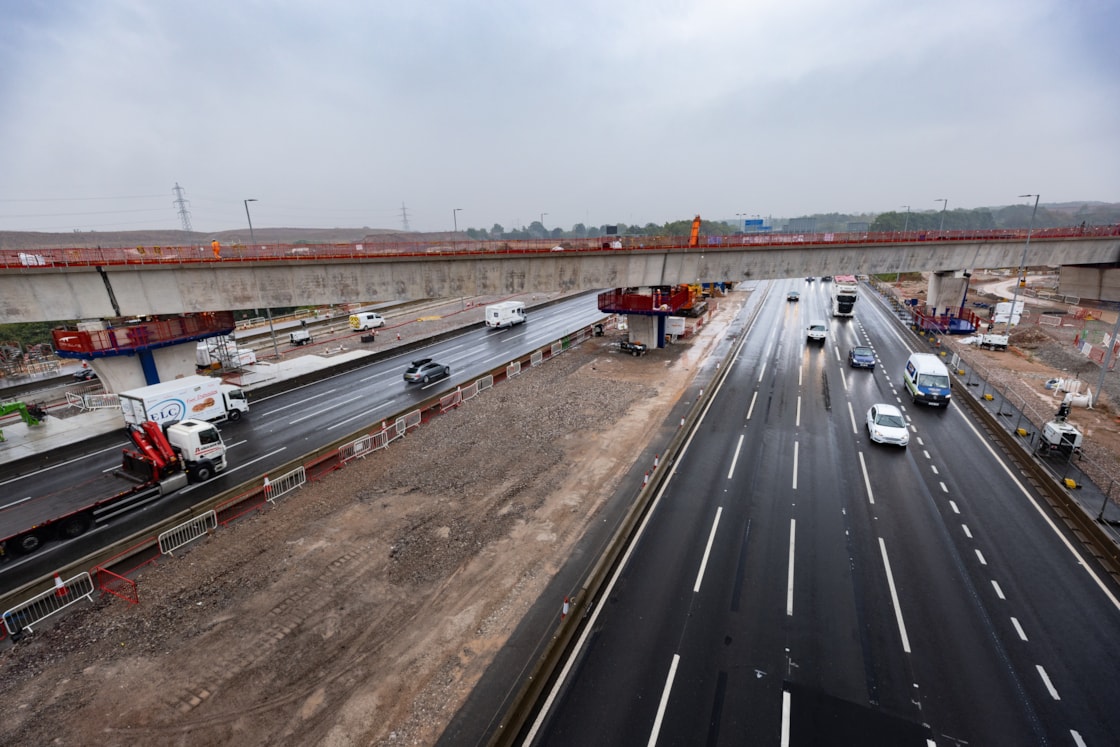 First Water Orton viaduct spans in place across the M42 August 2026