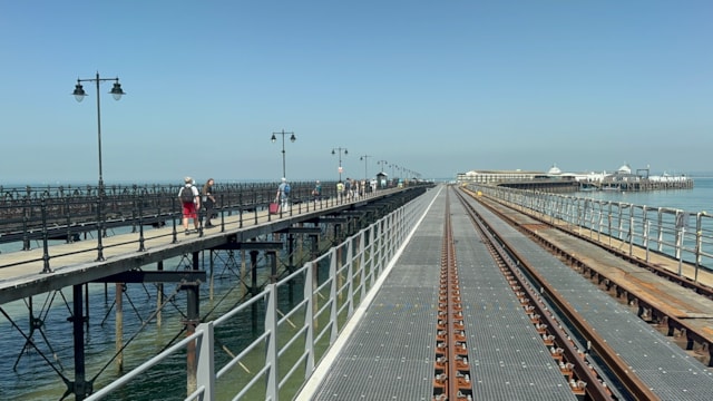 View from rear carriage of the Island Line train: View from rear carriage of the Island Line train