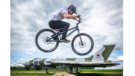 Cycling stunt team The Clan practice ahead of 360 Fest at the National Museum of Flight. Photo (c) Andy Catlin.Photo (c) Andy Catlin (5) SMALL 