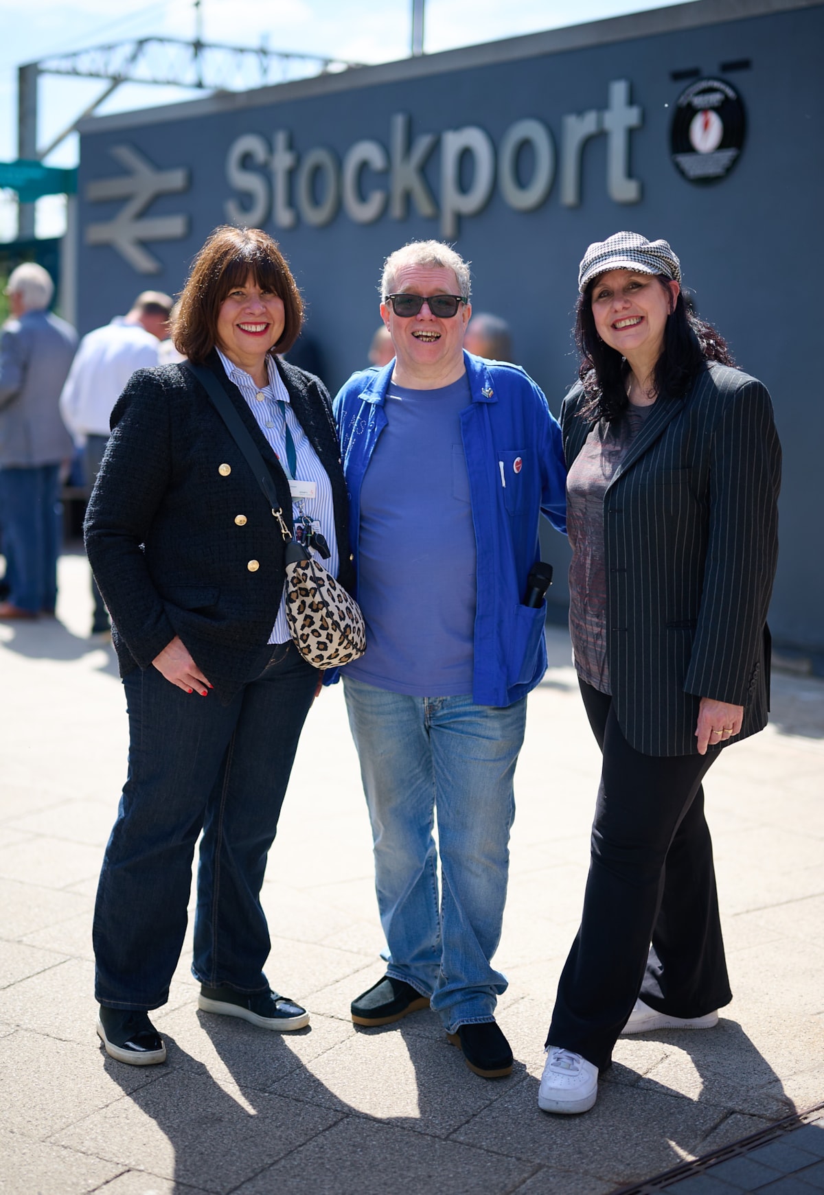 Left to Right: Lisa Magee (Avanti West Coast Station Manager at Stockport), John Barratt and Rosemary Barratt of The Stockport Music Story mark 55 years ago to the day David Bowie slept at Stockport station.