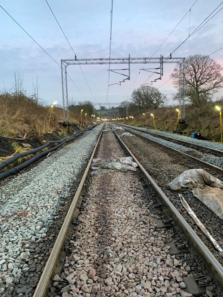 Empty tracks during work at West Coast main line Kilsby upgrade