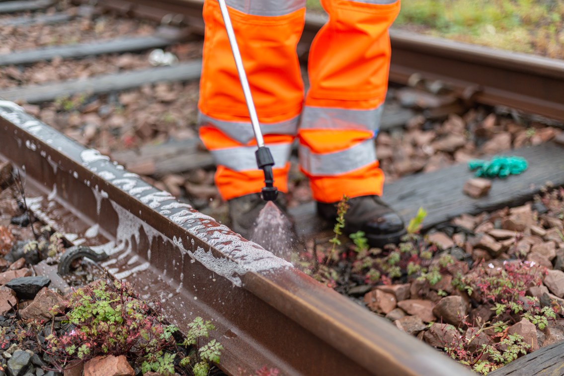 Autumn - Rails being cleaned manually