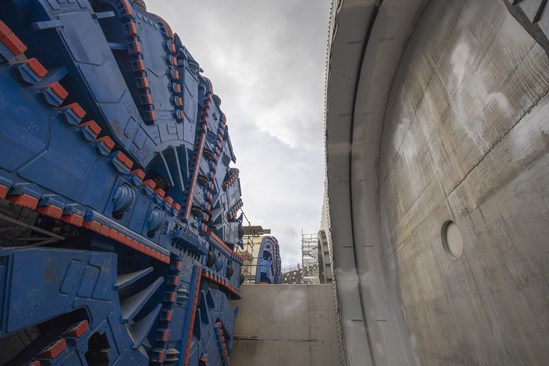 Chiltern tunnel TBM Florence cutter head about to be moved into position March 2021