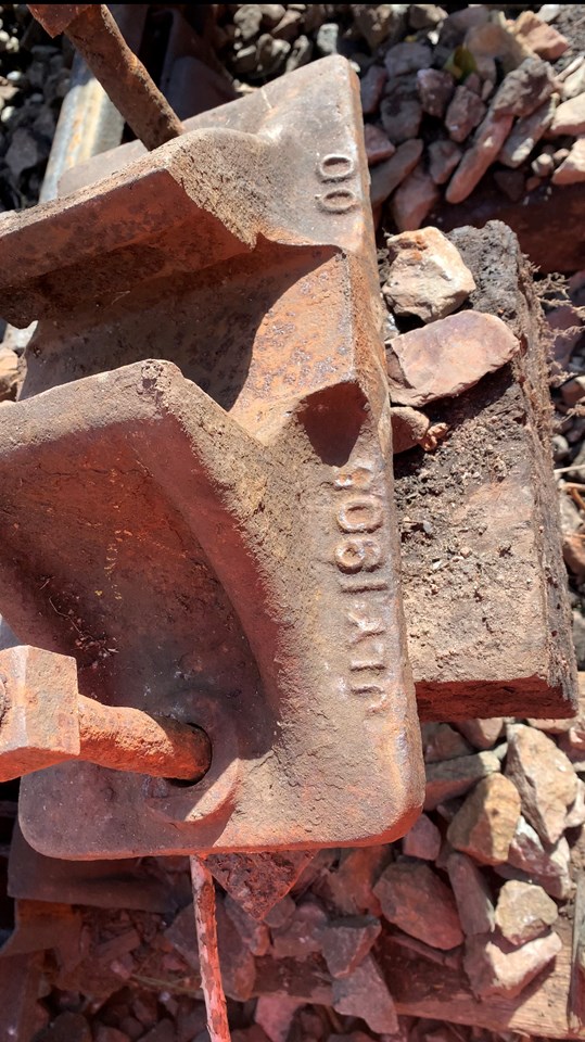 Historic track base plates dating back to 1905 found during Stourbridge Town branch line upgrade