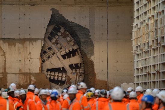 HS2 Tunnel Boring Machine Mary Ann cutterhead coming through headwall completing first tunnel breakthrough in Birmingham: HS2 Tunnel Boring Machine Mary Ann cutterhead coming through headwall completing first tunnel breakthrough in Birmingham
