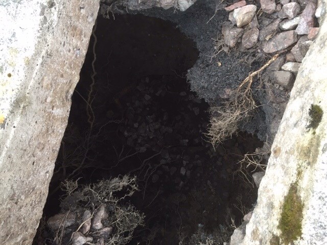 Sleights-Whitby - damage / void beneath track due to collapsed culvert