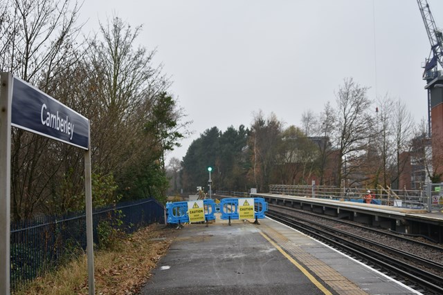 Longer platforms for longer trains: work continues apace at Camberley station: Camberley Station Platform Extensions, December 2016 (1)