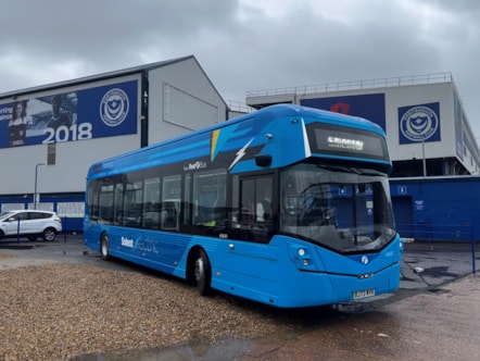 First Solent EV outside Fratton Park