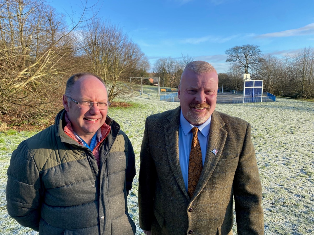 Parks development manager Daniel Fildes with Councillor Damian Corfield visited High Arcal Park to discuss the plans