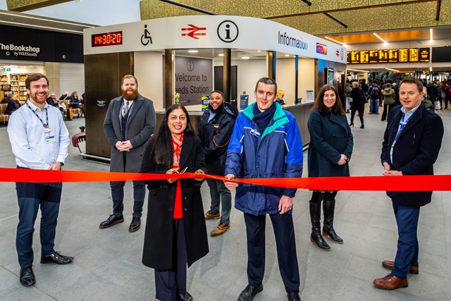 Staff open the new Customer Information Point at Leeds station: Staff open the new Customer Information Point at Leeds station