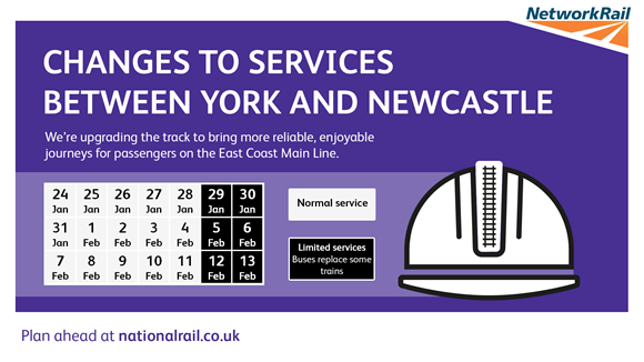 Weekend service changes on the East Coast Main Line - Twitter graphic