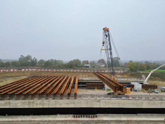 Aerial view of Turweston Green Overbridge beam installation (October 2024) DJI 0092: Aerial view of Turweston Green Overbridge beam installation (October 2024) DJI 0092