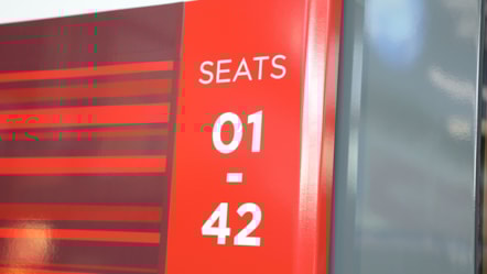 Side of LNER Azuma Train Carriage with seat numbers