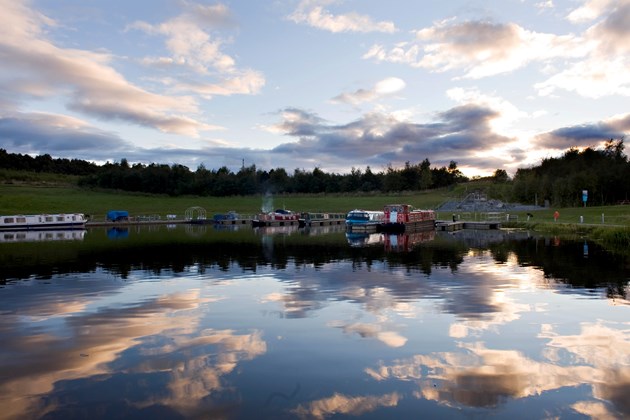 landscape view, Falkirk Wheel basin, Forth & Clyde Canal, Union Canal, bFalkirk, JMT