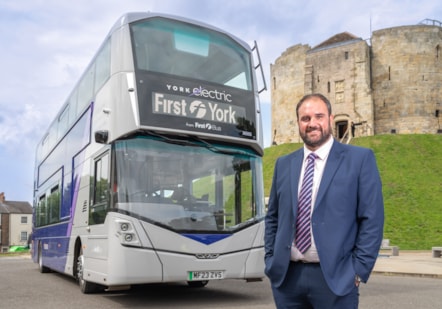 Andrew Cullen Managing Director with York Electric bus 1