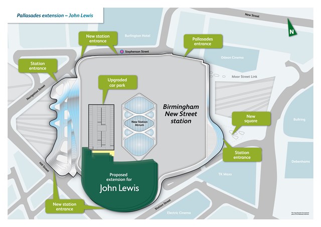 JLP store footprint: Drawing showing store footprint in relation to the station.