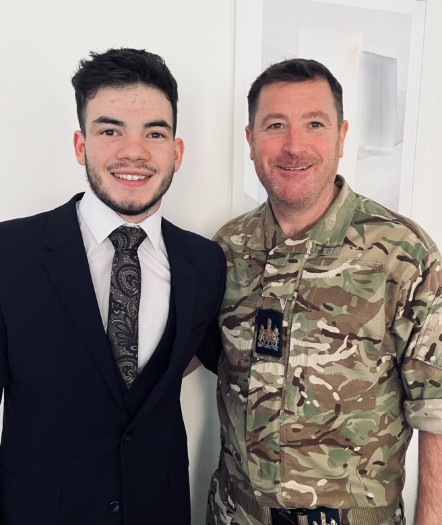 Alfie Crabb with his dad, who is a serving officer in the RAF.