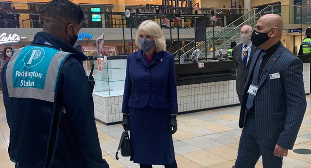 The Duchess of Cornwall thanked station workers for keeping passengers safe during the pandemic
