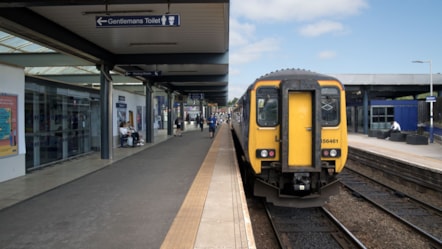 Image shows a Northern train at Blackburn station