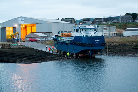 Scotland’s only council-owned dredger made its inaugural journey from shipyard to sea today.