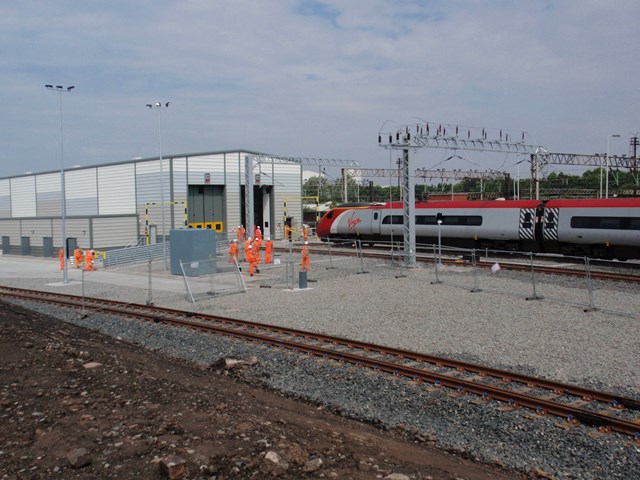 NEW DEPOT FOR LONGER TRAINS OPENS FOR BUSINESS: New maintenance building exterior