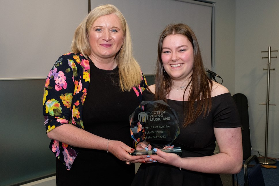 Linda McAulay-Griffiths with Emily from Stewarton Academy