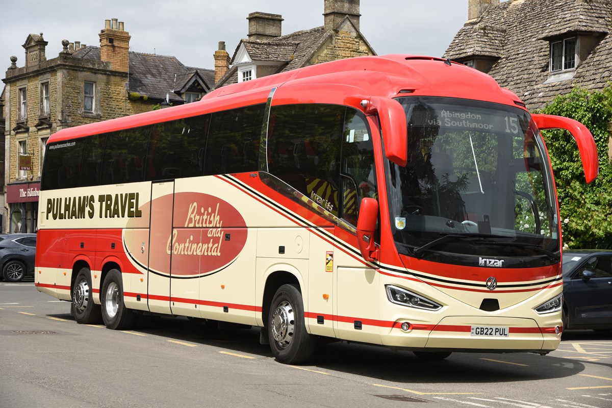 A Pulham & Sons coach in the Cotswolds. Pulhams, a long established bus and coach operator in Gloucestershire, Oxfordshire and Warwickshire, has been bought by The Go-Ahead Group.