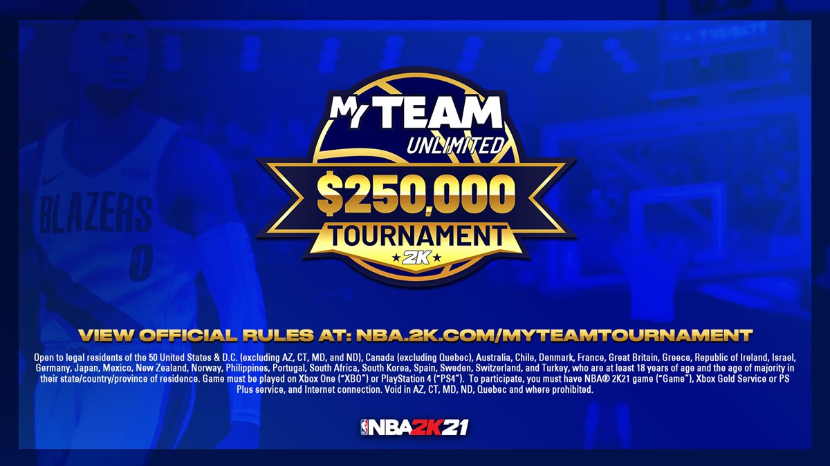 NBA 2K21 MyTeam Unlimited $250,000 Tournament - Abbreviated Rules