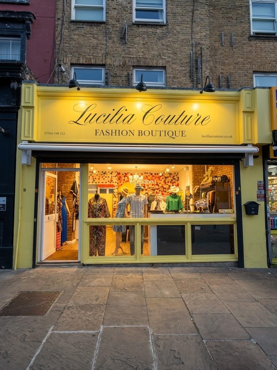 Transformed Shopfront on Cally Road - Lucilia Couture Fashion Boutique