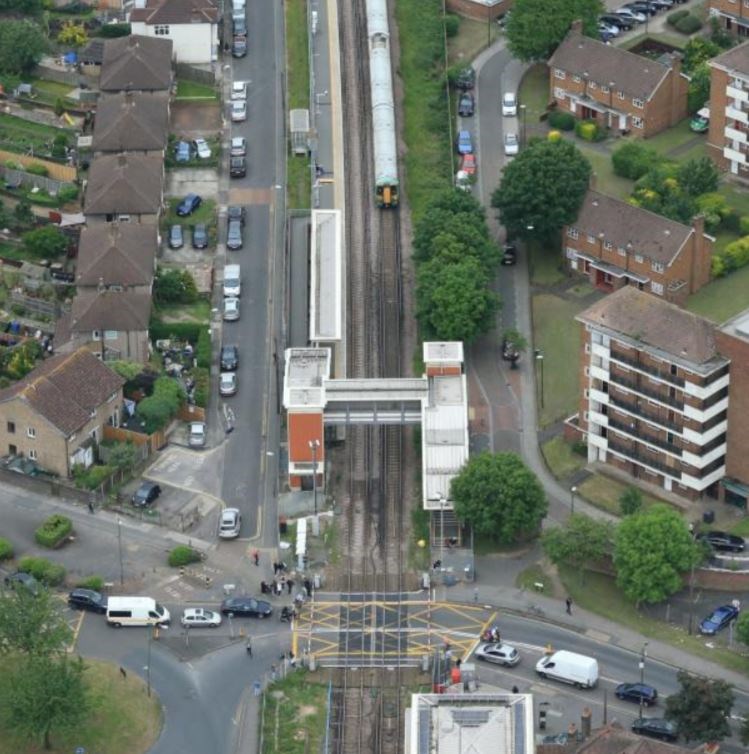Mitcham Eastfields, pictured from the Network Rail Helicopter: Mitcham Eastfields, pictured from the Network Rail Helicopter