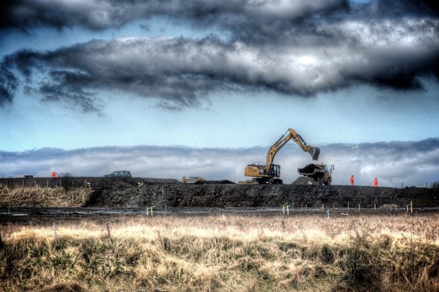 Borders rail project - start of work: Taken in March 2013 by Alan McCredie  and taken at the north end of the line, in Midlothian. Specifically, it was the site of the old Monktonhall Colliery, near the ‘Shawfair’ station location