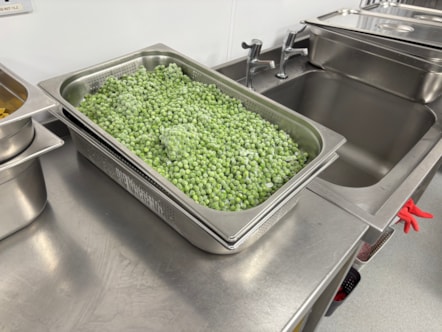A tray of frozen peas