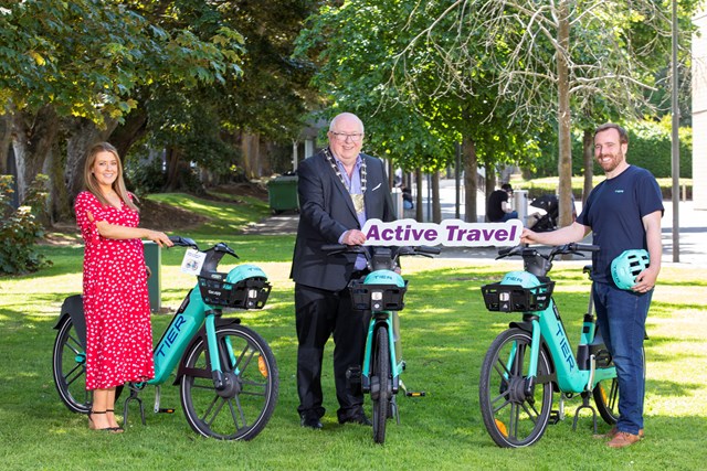 Mayor of Fingal with Active Travel's Grainne Carroll and Peadar Golden, Country Manager TIER