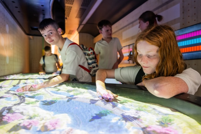 Children enjoy the touring exhibition train Inspiration Credit Jack Boskett and Railway 200 - 2