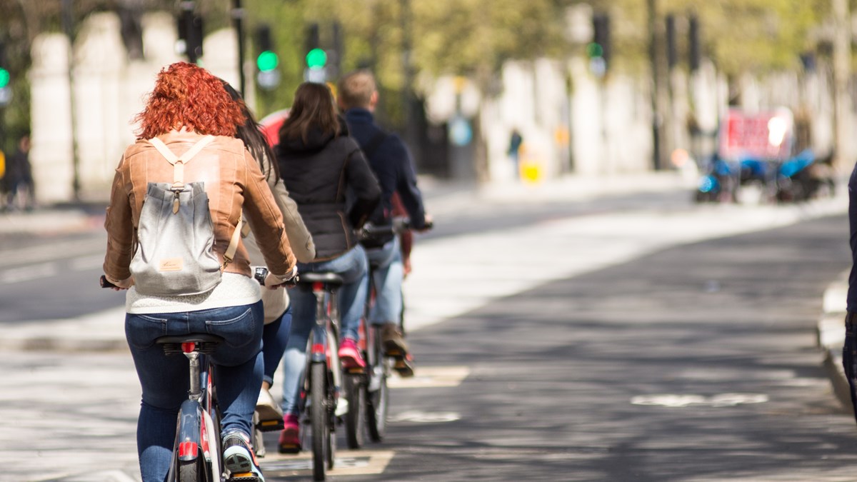 Cyclists using cycle lane