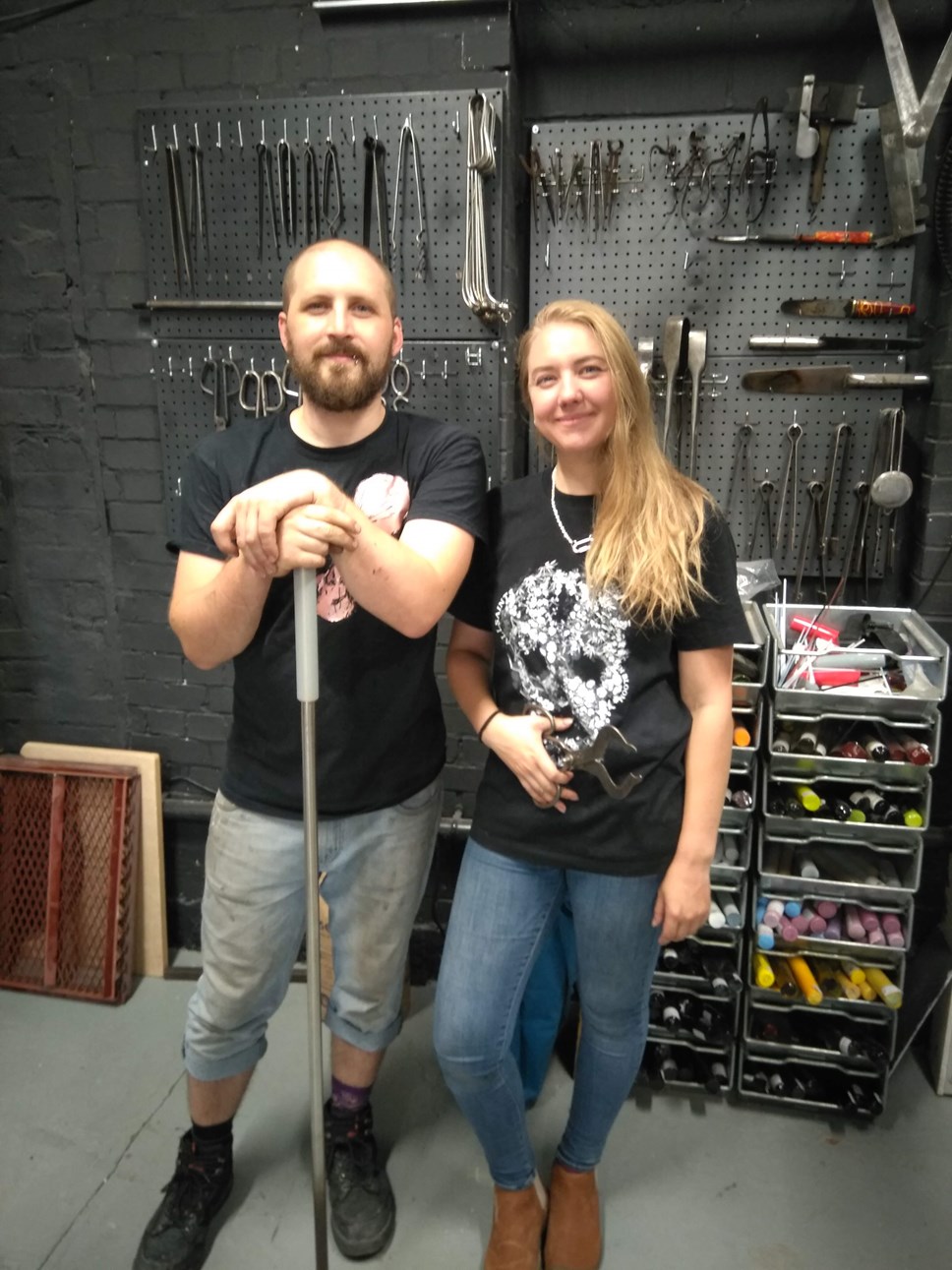 Glass artists Eliot Walker and Bethany Wood in their new studio