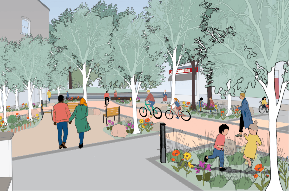 A visual representation of new public space on Hornsey Road
