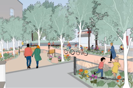 A visual representation of new public space on Hornsey Road