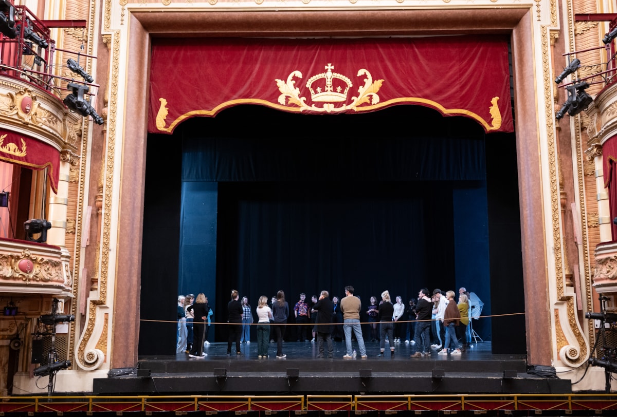 Pupils from St John Henry Newman College in Carlisle enjoy a behind the scenes insight into The King's Theatre in Glasgow. Credit Julie Howden.